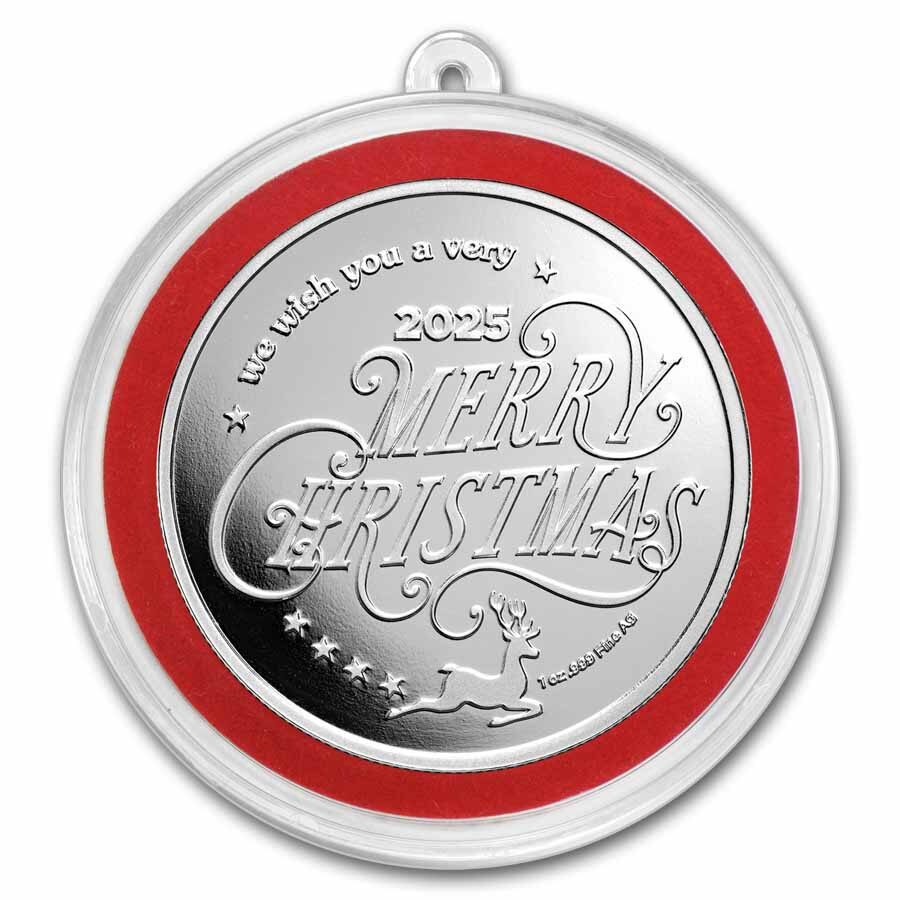2025 1 oz Silver Colorized Round - Merry Christmas Stockings