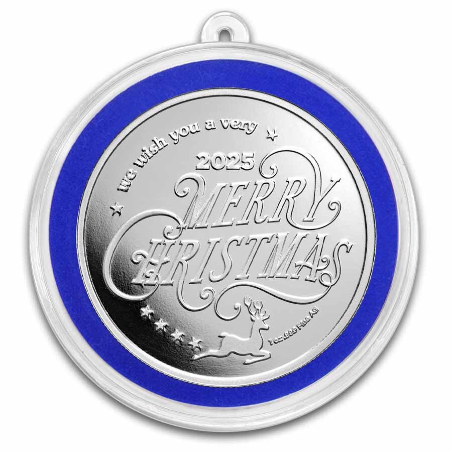 2025 1 oz Silver Colorized Round - Blue Snowflake Ornament