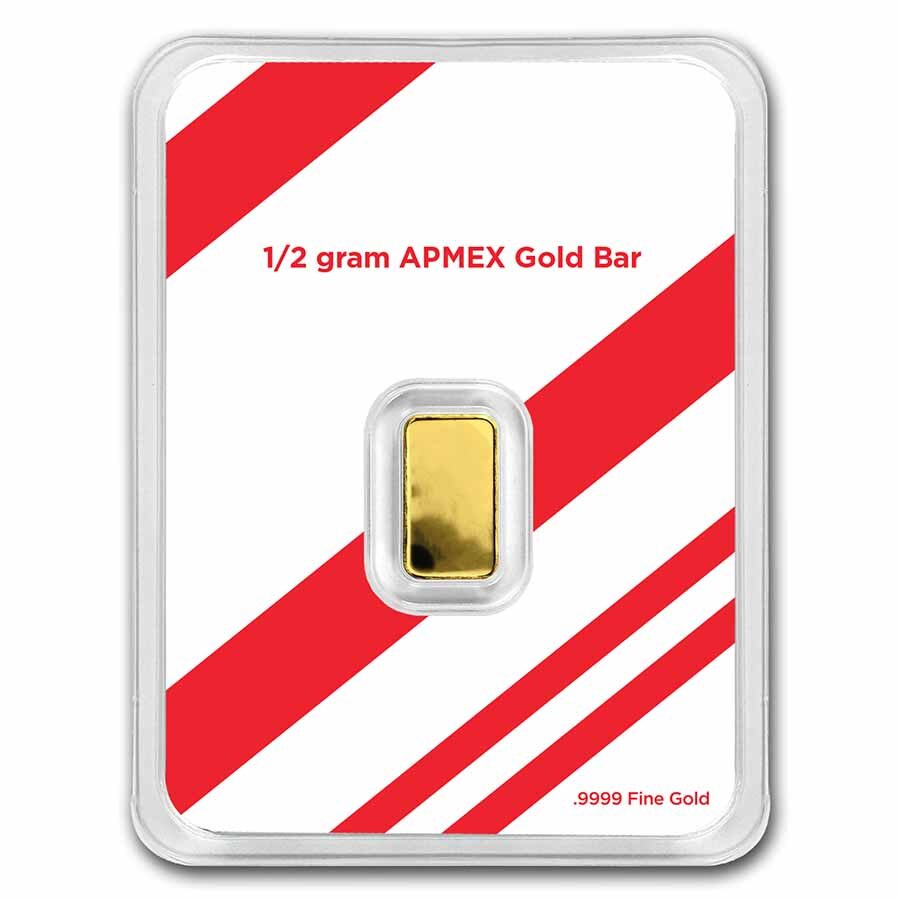 1/2 gram Gold Bar - APMEX (w/Candy Cane Stripes Card, In TEP)