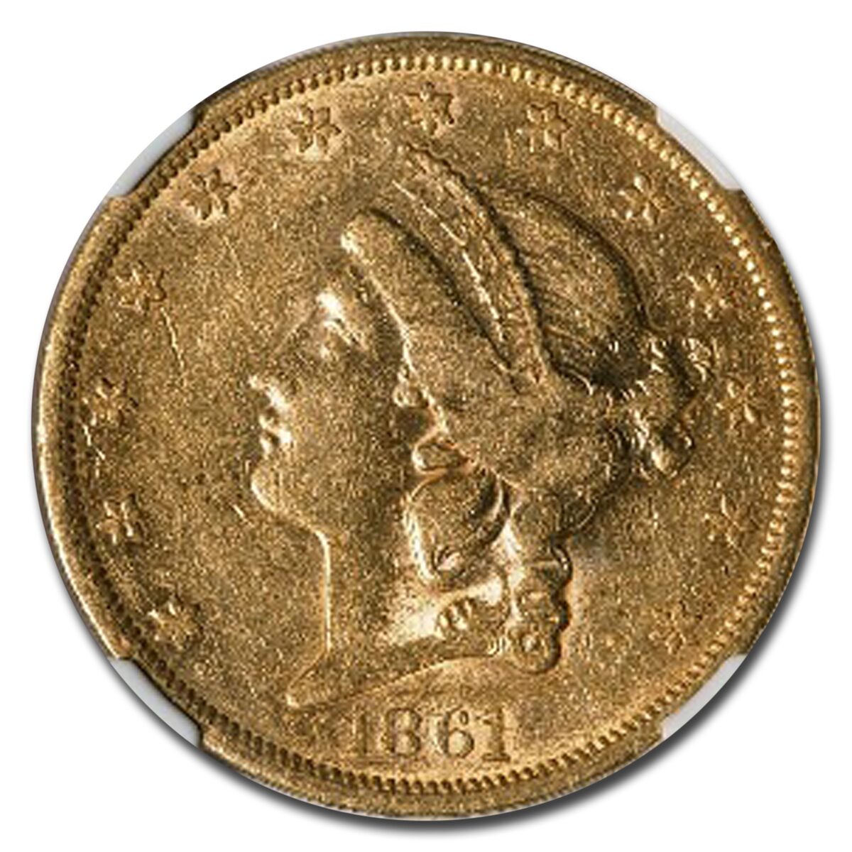 1861-S $20 Liberty Gold Double Eagle AU-53 NGC