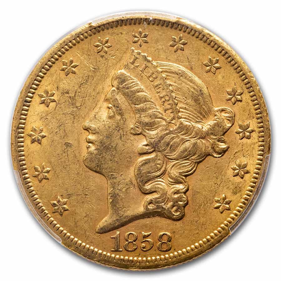 1858-S $20 Liberty Gold Double Eagle AU-58 PCGS