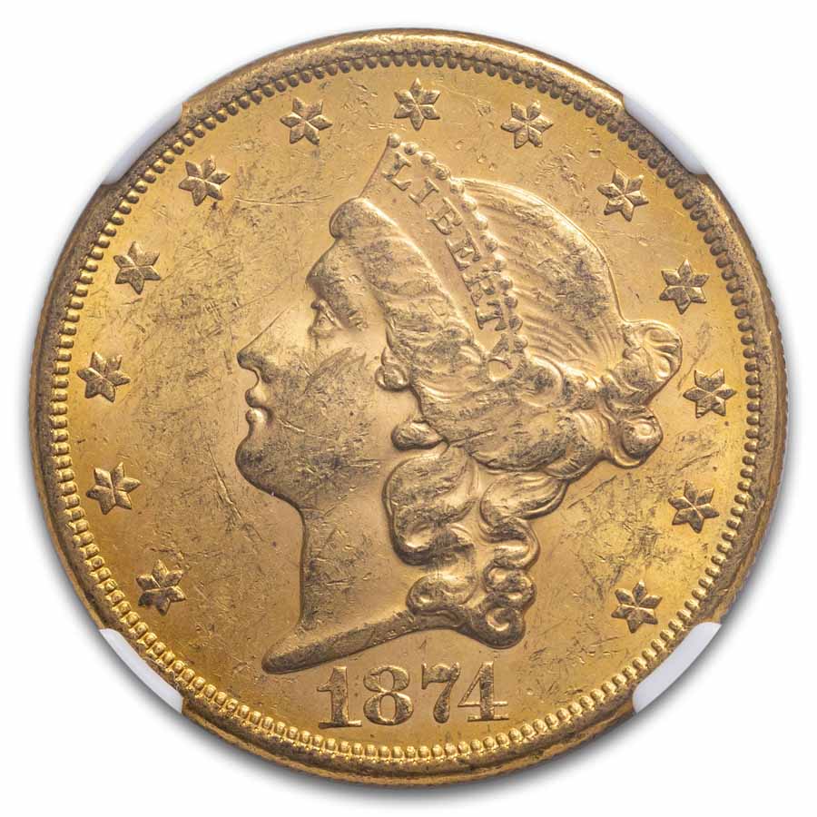 1874-S $20 Liberty Gold Double Eagle MS-60 NGC