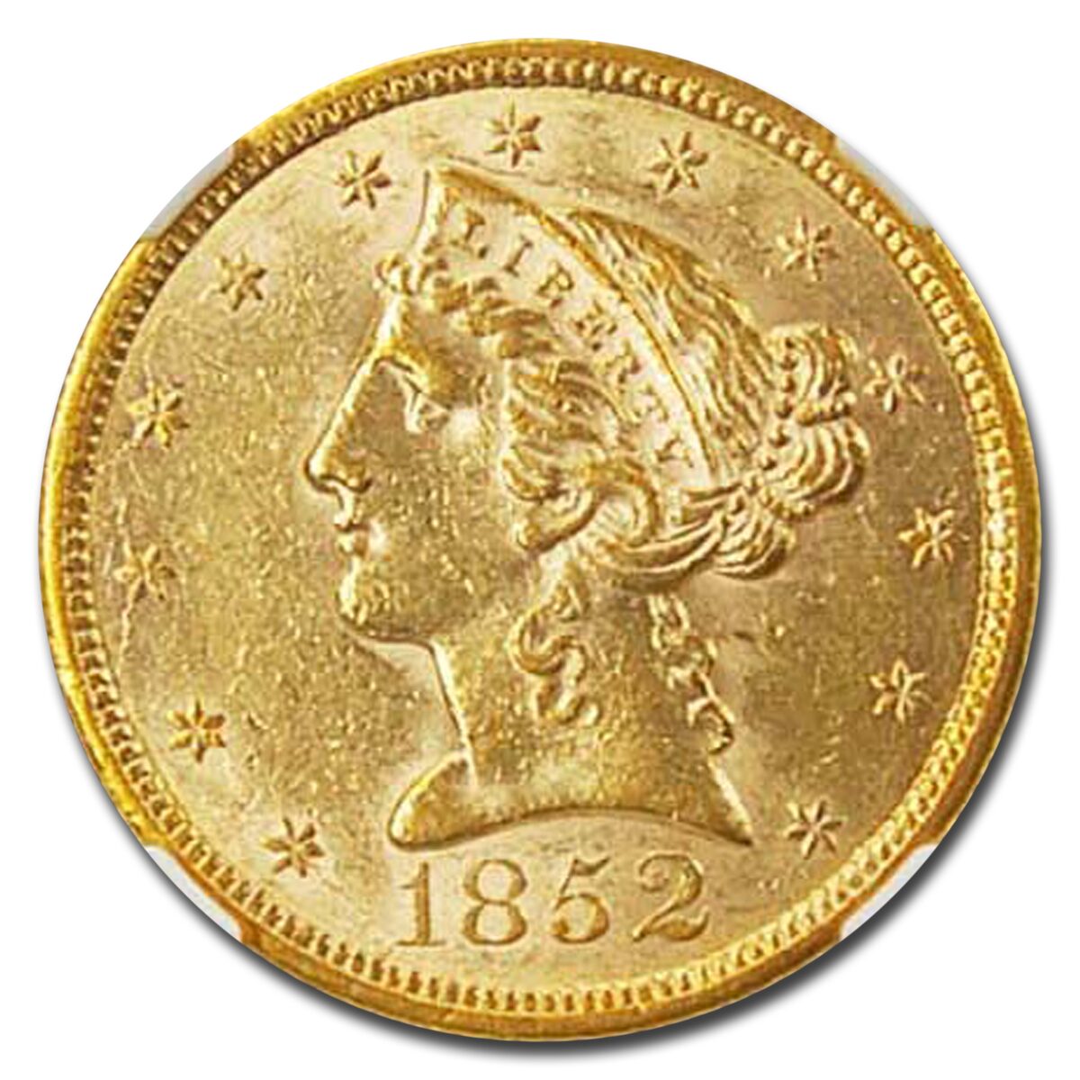 1852 $5 Liberty Gold Half Eagle AU-58 NGC