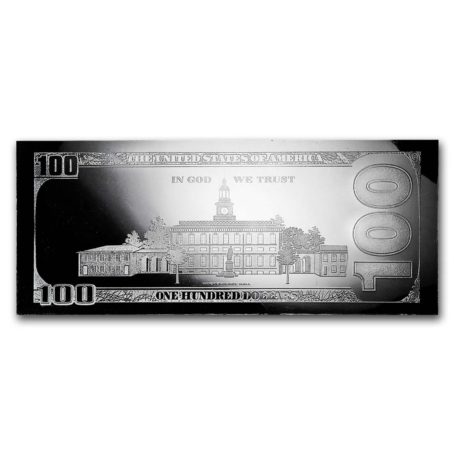 4 oz Silver Bar - 2018 $100 Bill (w/Box & COA)