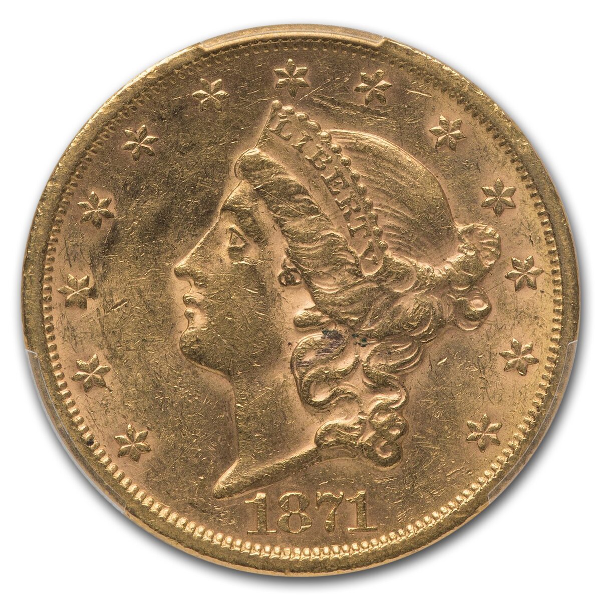 1871-S $20 Liberty Gold Double Eagle AU-55 PCGS