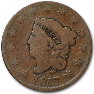 1817 Large Cent 13 Stars VG