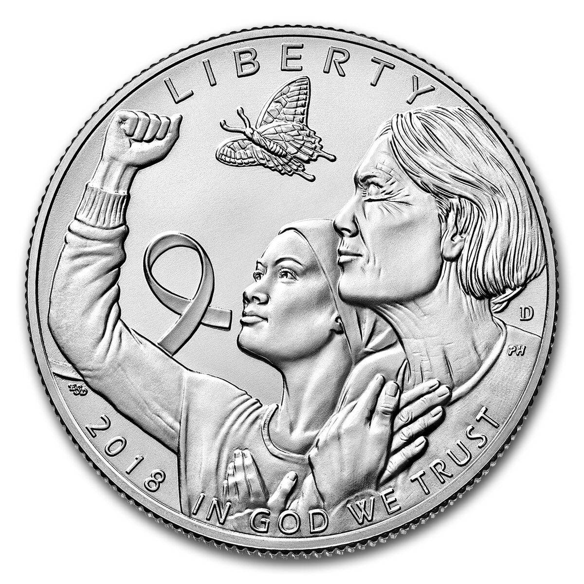 2018-D Breast Cancer Awareness Clad 1/2 Dollar BU (Box & COA)