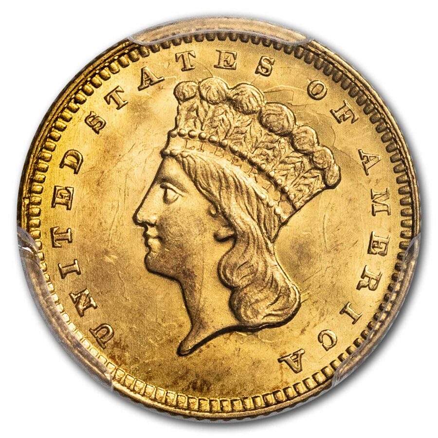 1862 $1 Indian Head Gold MS-63 PCGS