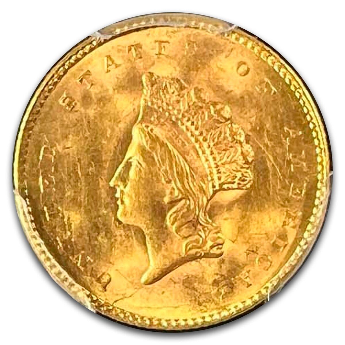 1855 $1 Indian Head Gold Dollar MS-64 PCGS