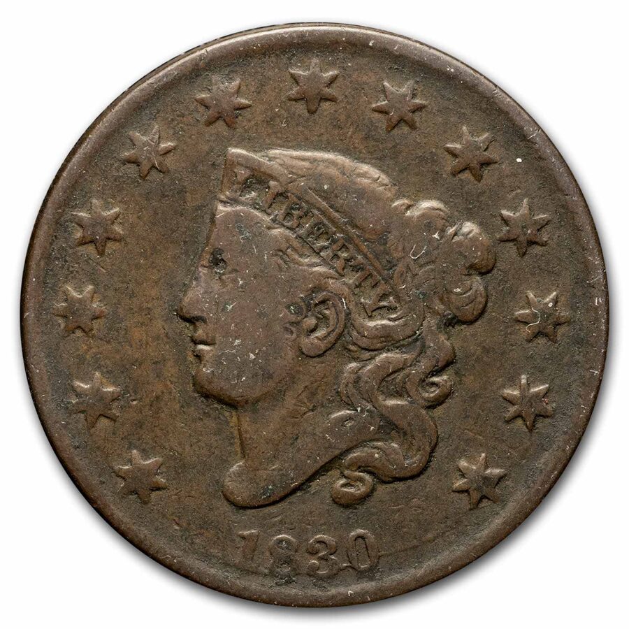 1830 Large Cent Medium Letters Fine