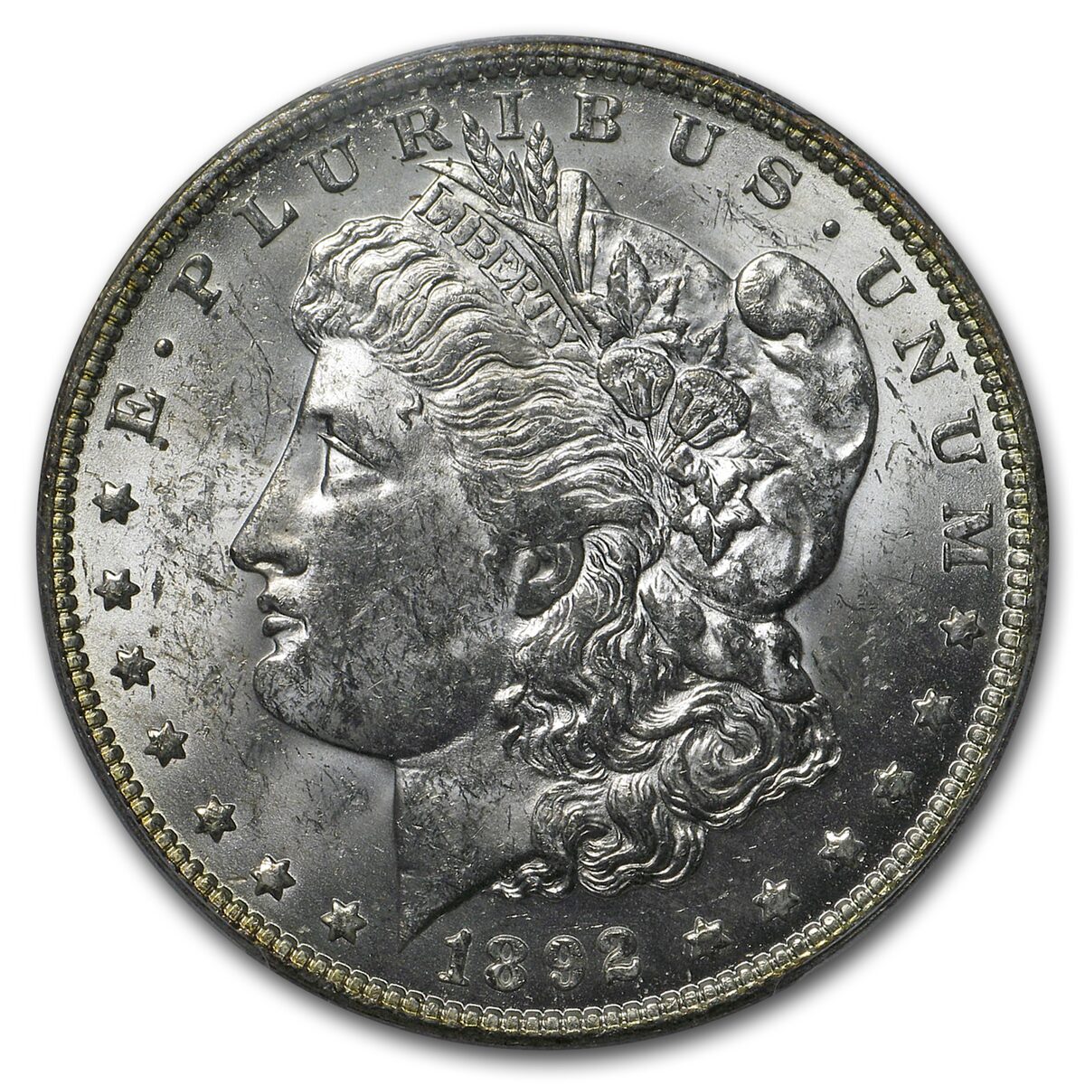 1892-O Stage Coach Silver Dollar BU PCGS