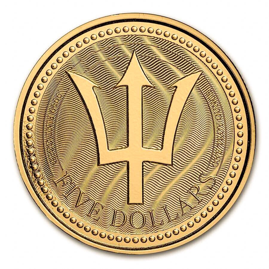 2017 Barbados 1 oz Gold Trident BU