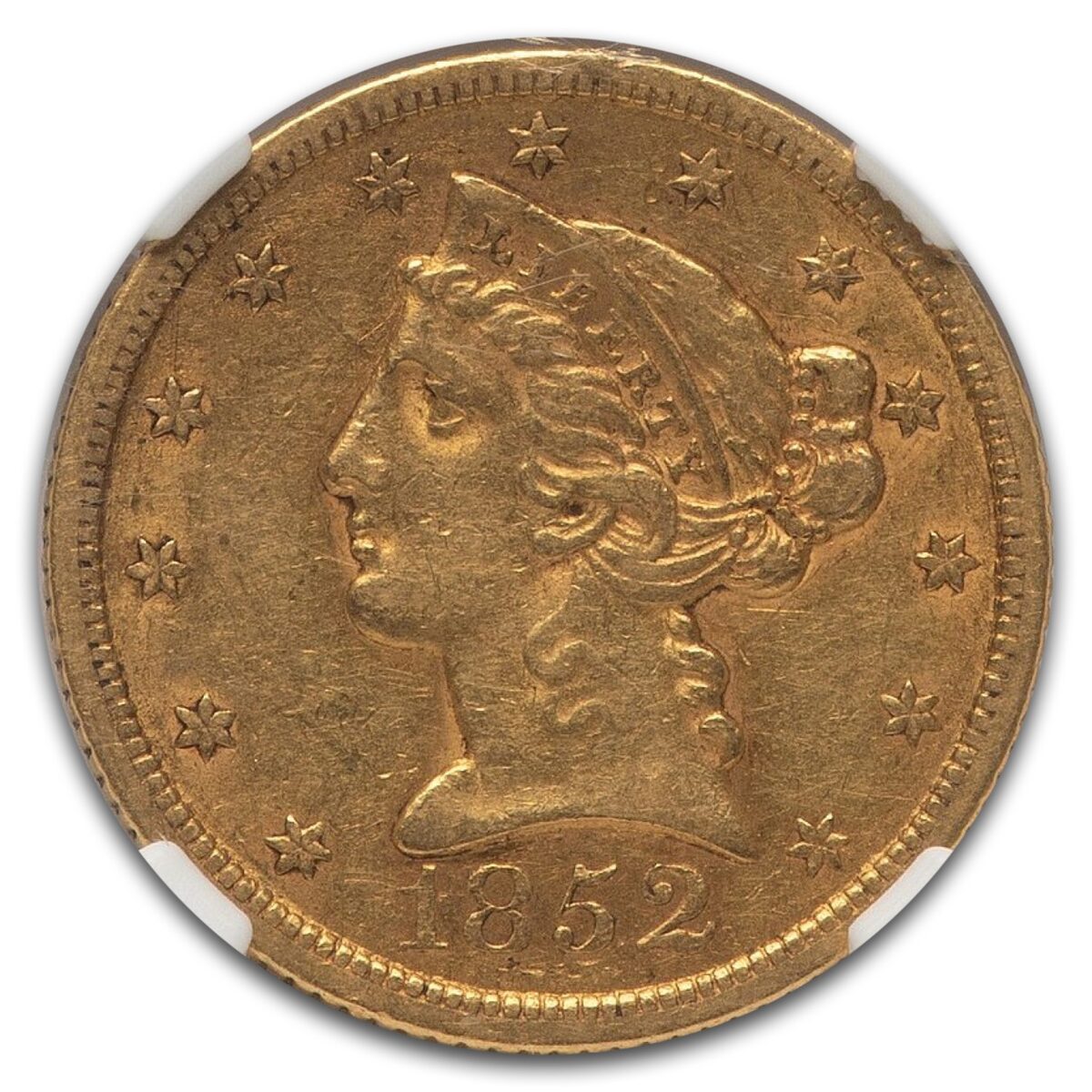 1852 $5 Liberty Gold Half Eagle AU-55 NGC