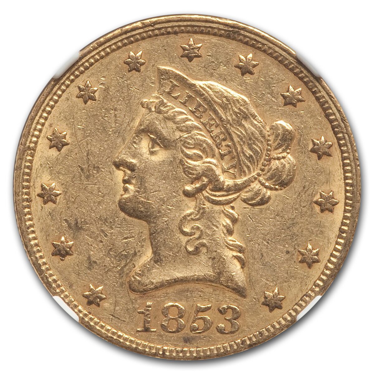 1853 $10 Liberty Gold Eagle AU-53 NGC