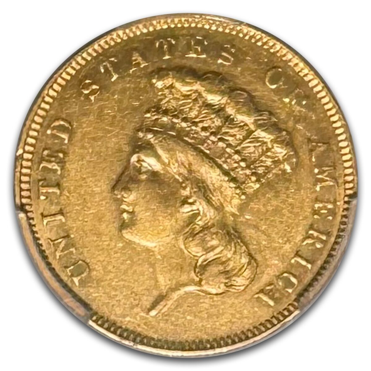 1862 $3 Gold Princess AU-55 PCGS