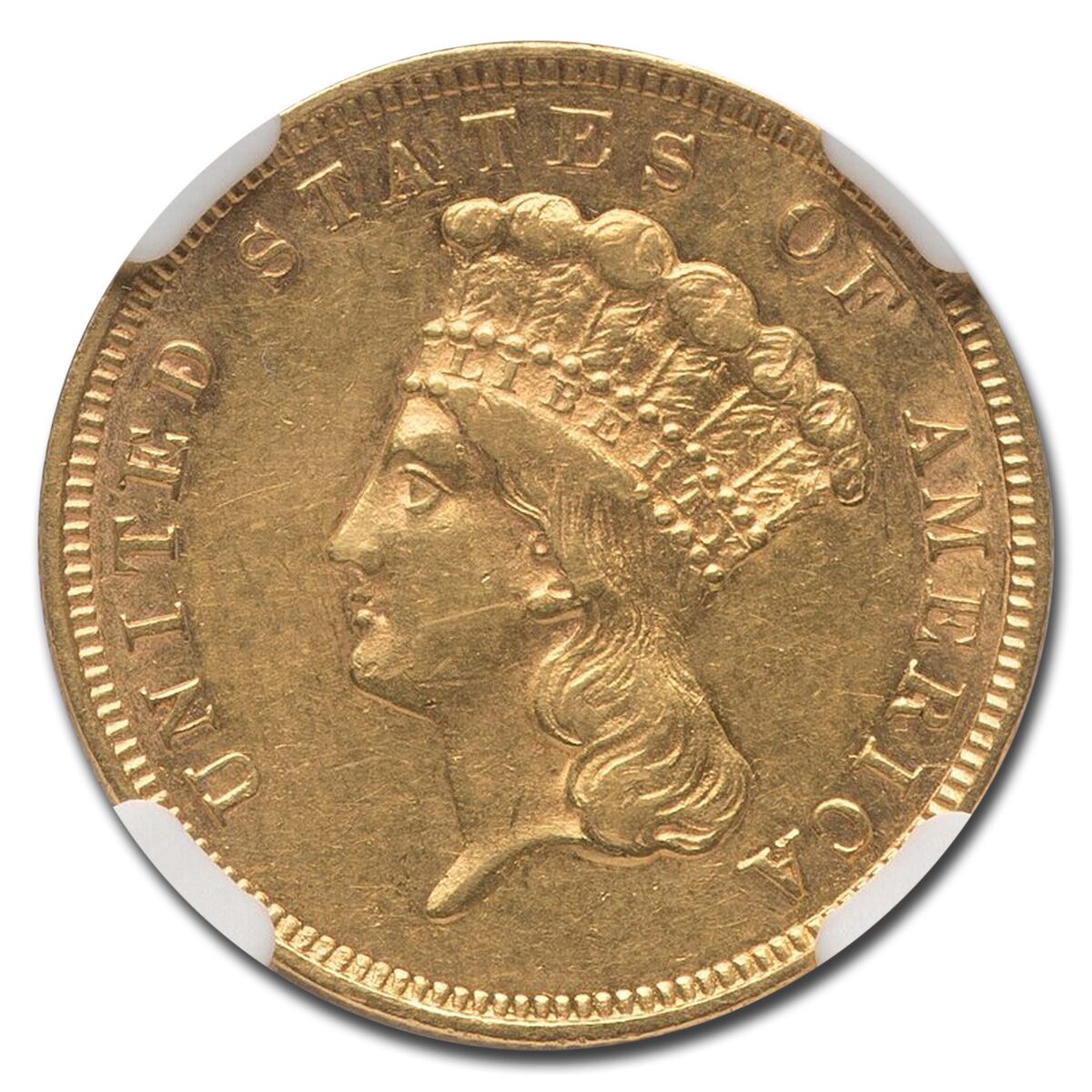1860 $3 Gold Princess AU-55 NGC