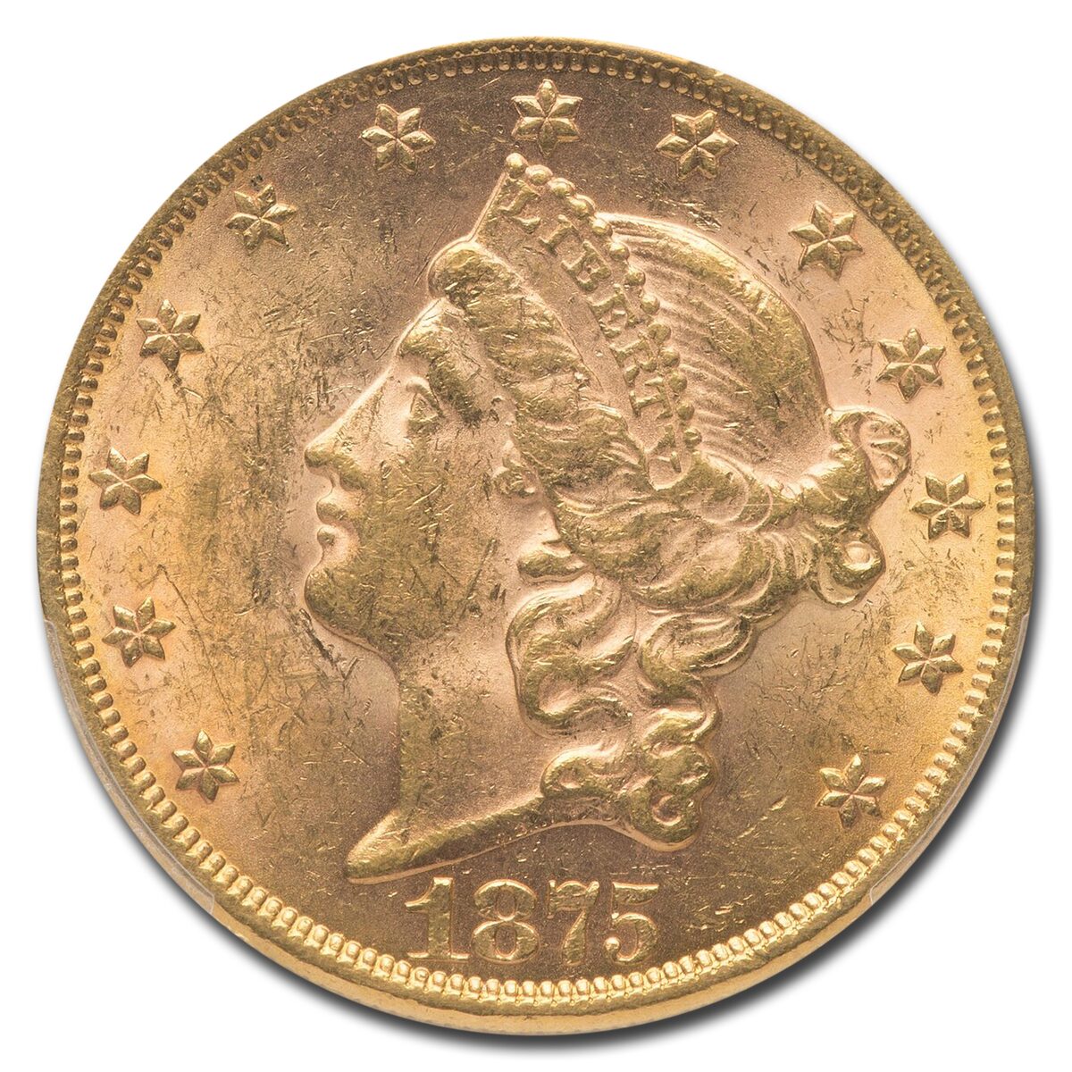 1875 $20 Liberty Gold Double Eagle MS-61 PCGS