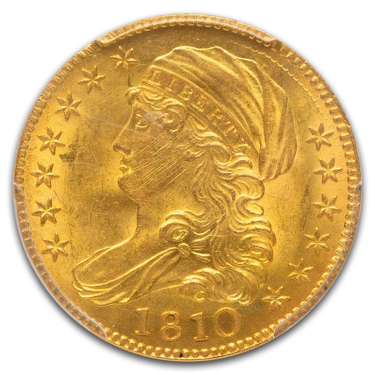1810 Capped Bust $5 Gold Half Eagle MS-64 PCGS (Lrg Date, Lrg 5)