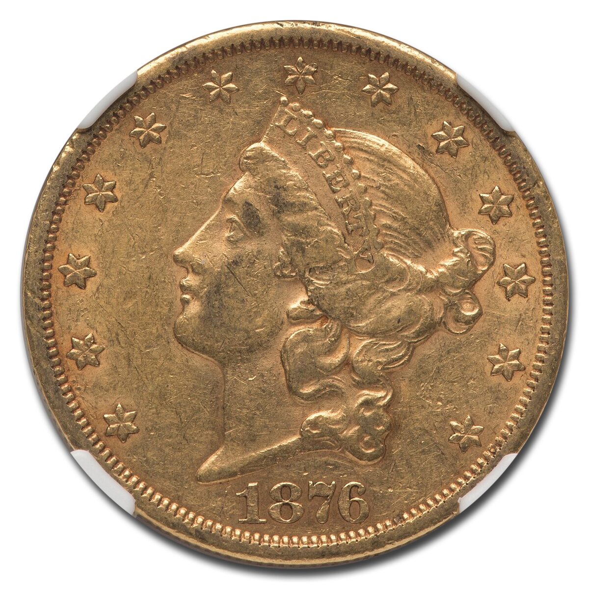 1876-CC $20 Liberty Gold Double Eagle AU-53 NGC