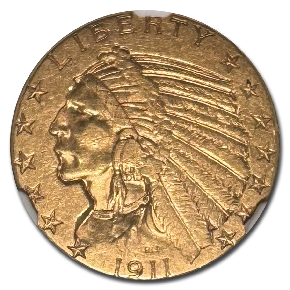 1911-D $5 Indian Gold Half Eagle AU-55 NGC