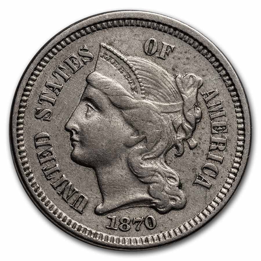 1871 3 Cent Nickel XF
