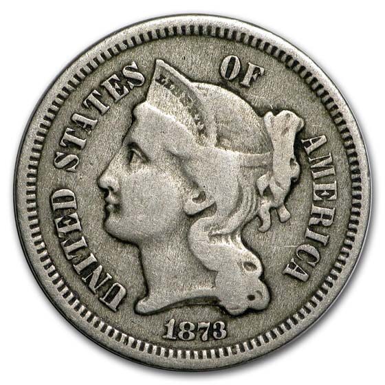 1873 3 Cent Nickel Closed 3 Fine
