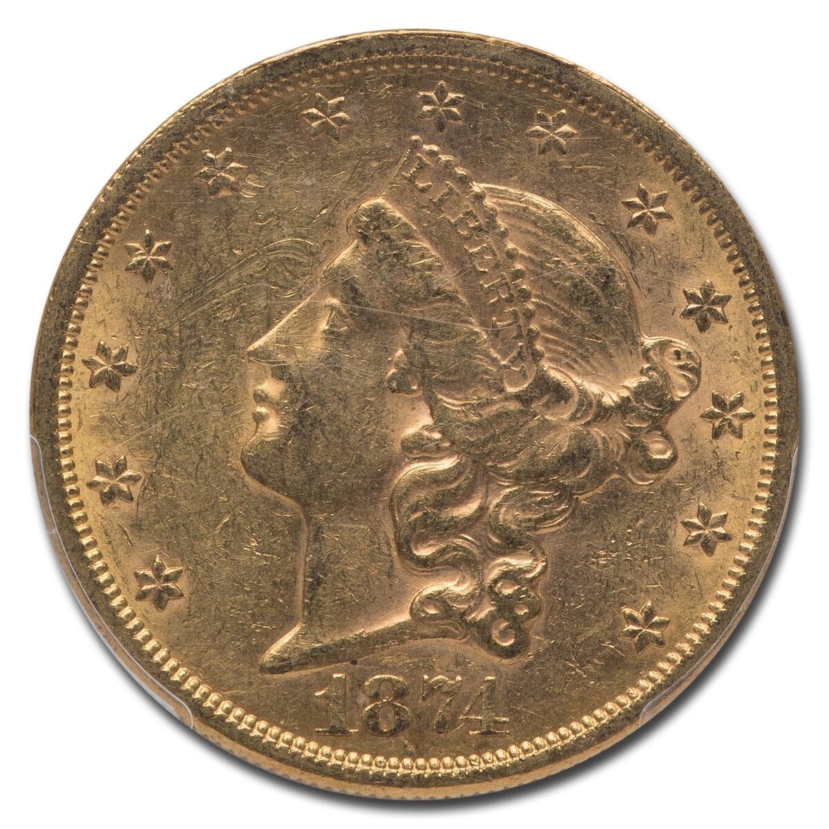 1874-S $20 Liberty Gold Double Eagle MS-60 PCGS