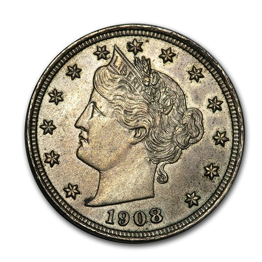 1908 Liberty Head V Nickel AU