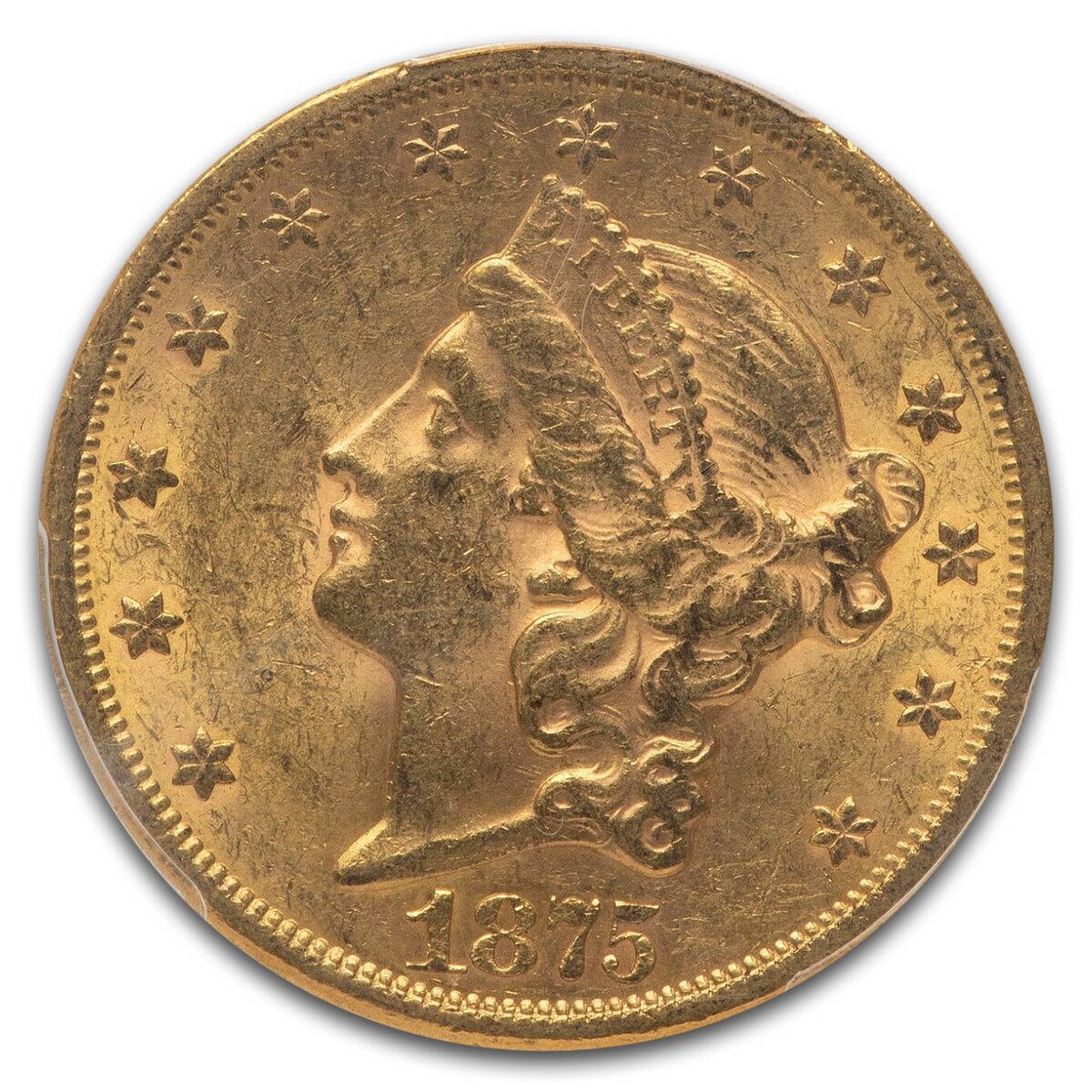 1875-S $20 Liberty Gold Double Eagle MS-61 PCGS CAC