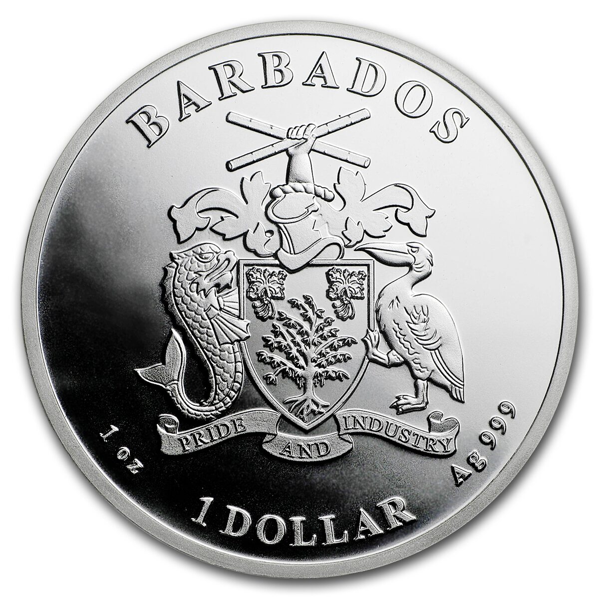 2018 Barbados 1 oz Silver Caribbean Seahorse BU