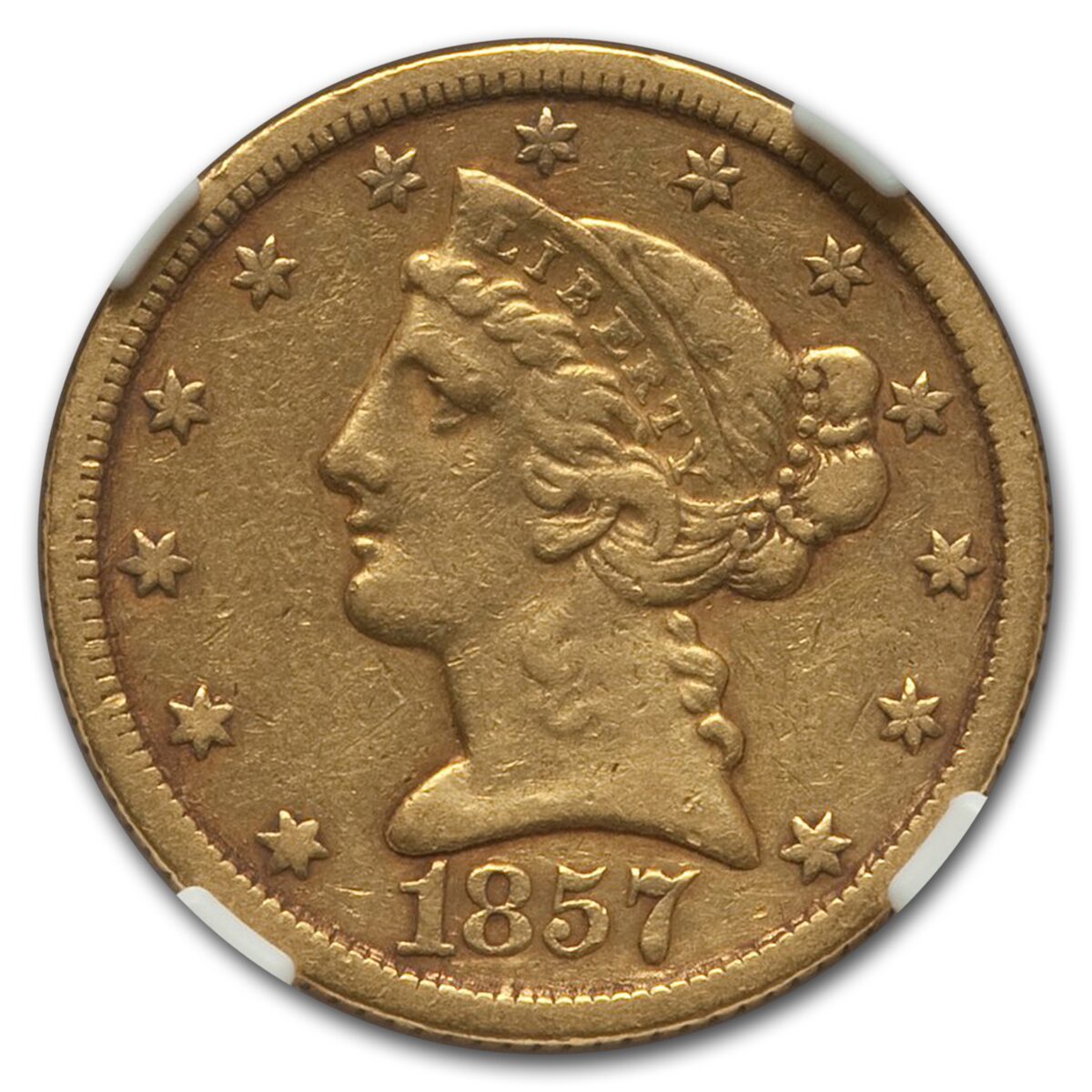 1857-C $5 Liberty Gold Half Eagle XF-40 NGC
