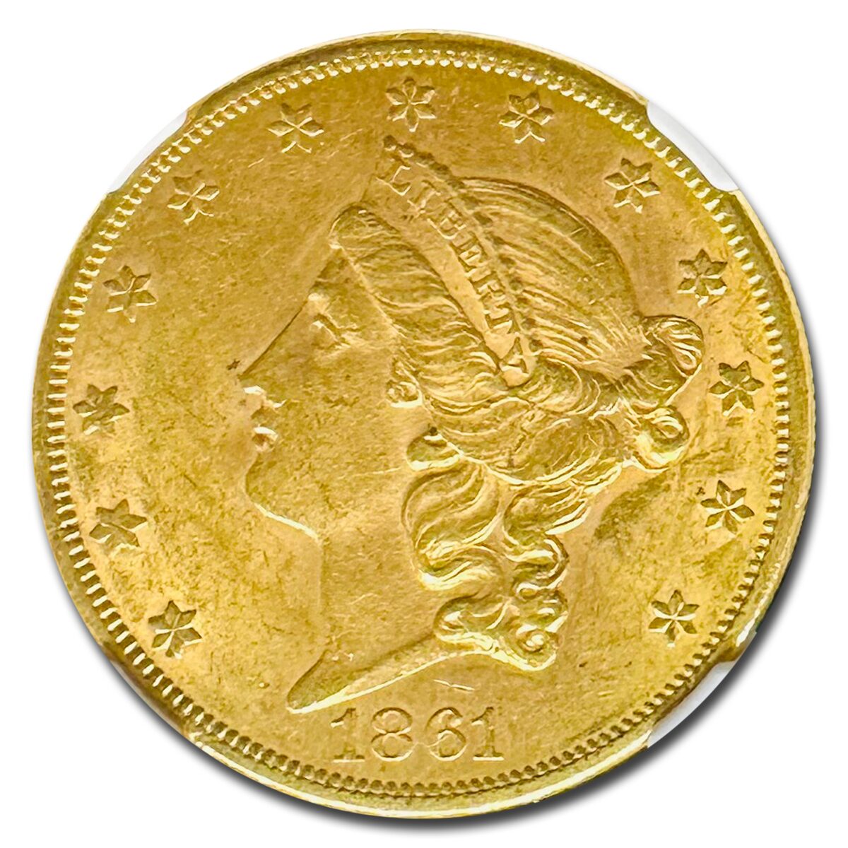 1861-S $20 Liberty Gold Double Eagle MS-61 NGC