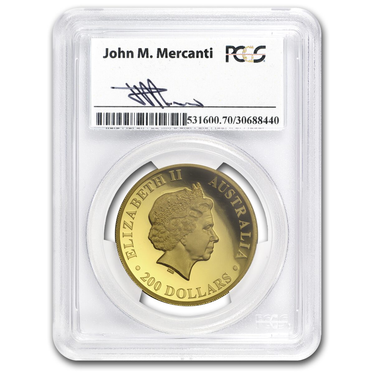 2014 AUS 2 oz Gold Wedge Tailed Eagle PR-70 PCGS (HR, Mercanti)
