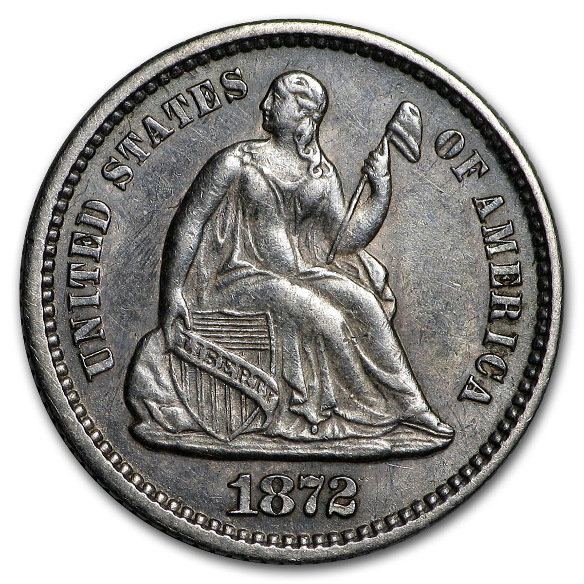 1872 Liberty Seated Half Dime AU