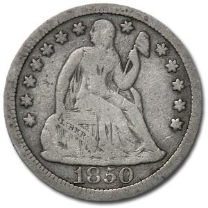 1850 Liberty Seated Dime VF