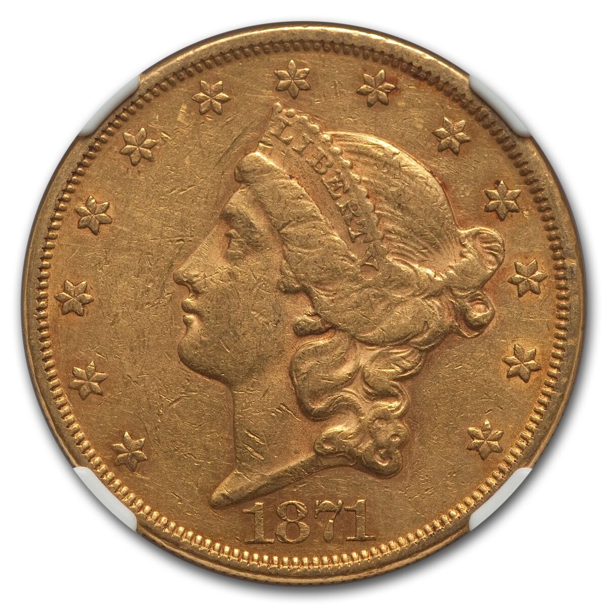 1871 $20 Liberty Gold Double Eagle AU-53 NGC