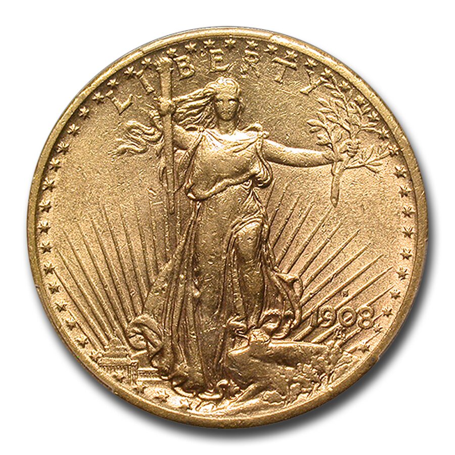 1908-S $20 St Gaudens Gold Double Eagle AU-53 PCGS