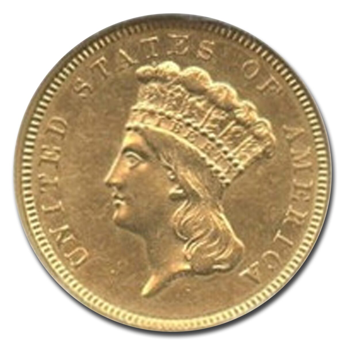 1857 $3 Gold Princess AU-58 NGC