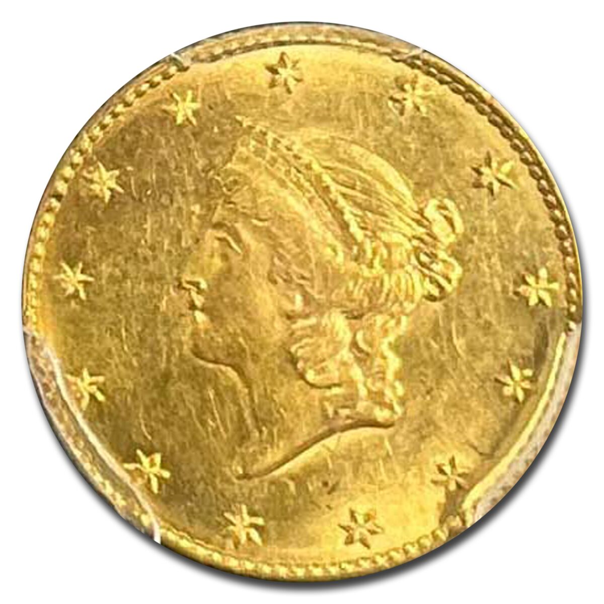 1849 $1 Liberty Head Gold Open Wreath MS-63 PCGS
