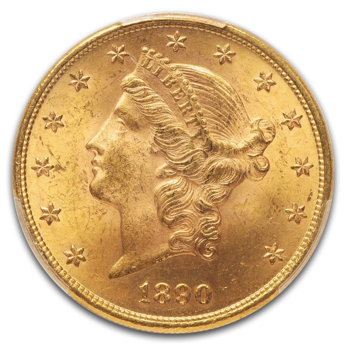 1890 $20 Liberty Gold Double Eagle MS-64 PCGS