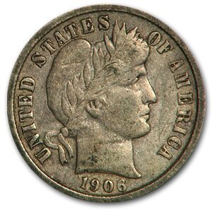 1906 Barber Dime VF