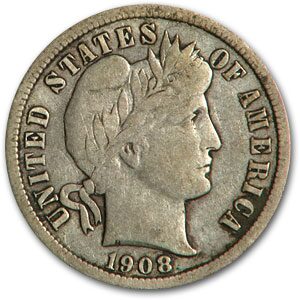 1908-D Barber Dime Fine