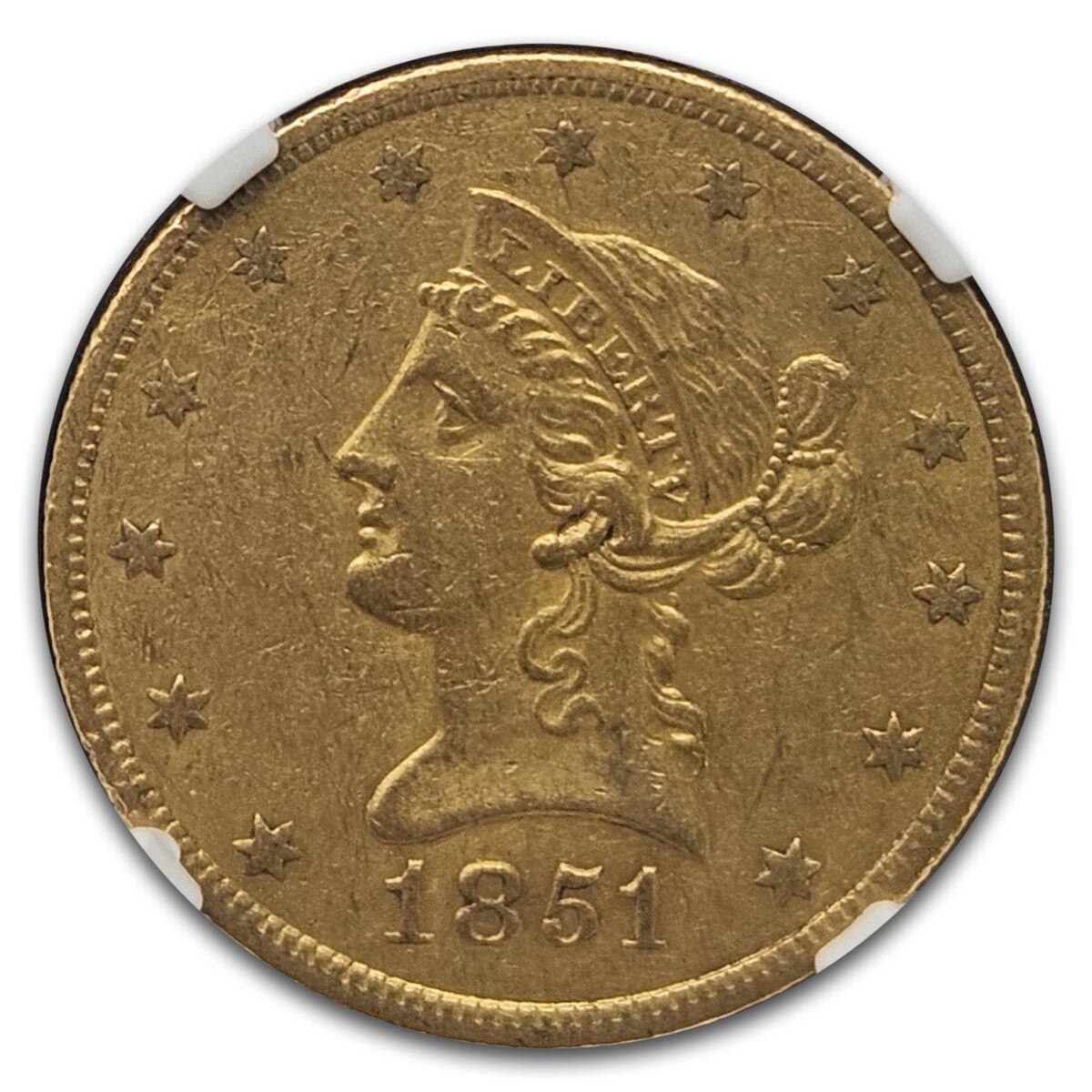 1851-O $10 Liberty Gold Eagle AU-53 NGC