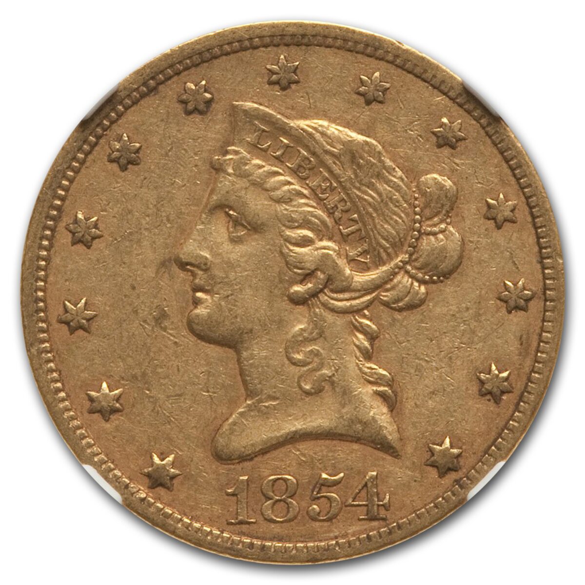 1854 $10 Liberty Gold Eagle AU-53 NGC
