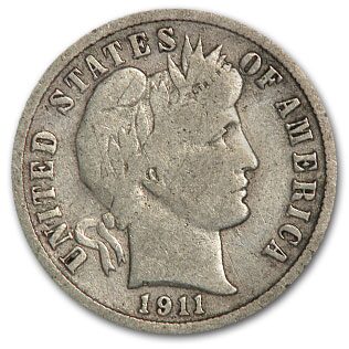 1911-D Barber Dime Fine