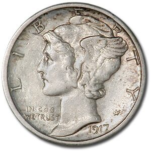 1917-S Mercury Dime AU