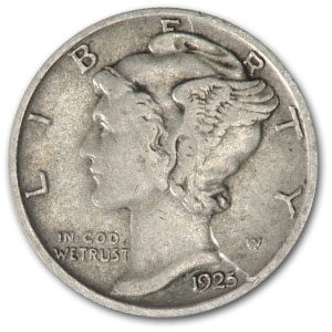 1925 Mercury Dime XF