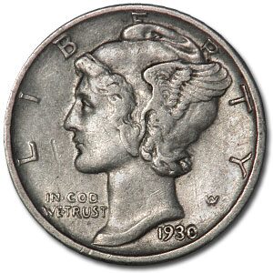 1930-S Mercury Dime XF