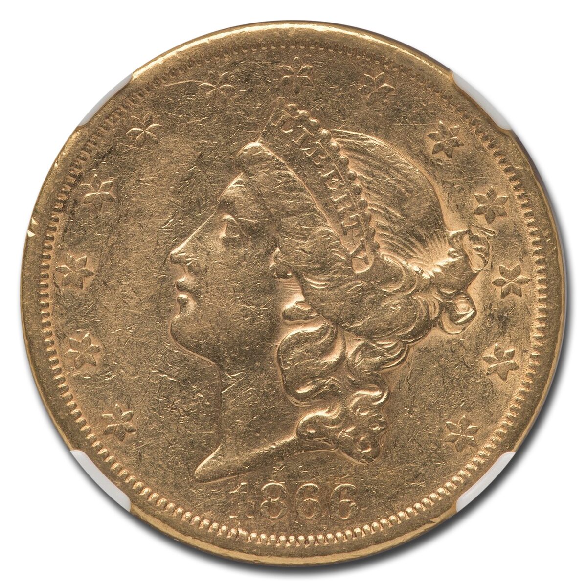 1866-S $20 Liberty Gold Double Eagle w/Motto XF-45 NGC