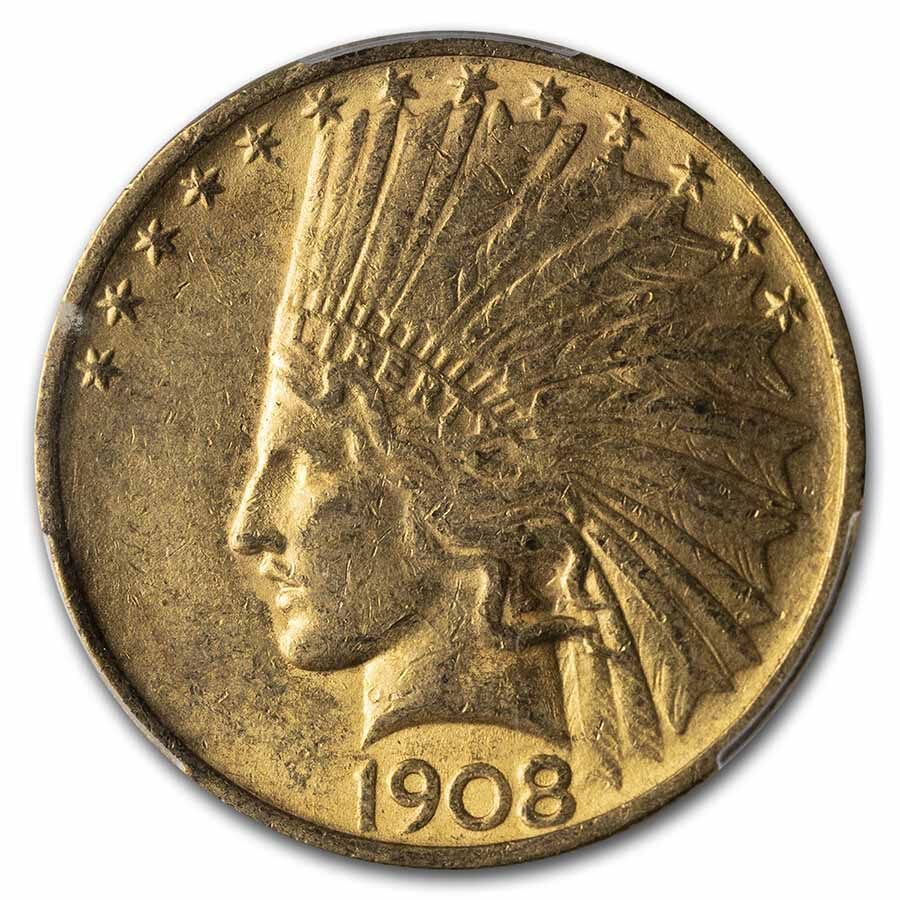 1908 $10 Indian Gold Eagle No Motto MS-61 PCGS
